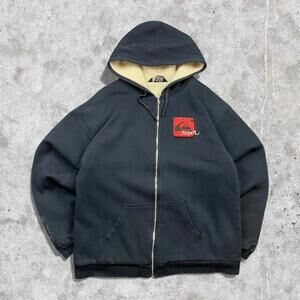 2000's Quiksilver Sherpa Lined Embroidered Graphic Heavyweight Zip Up Hoodie